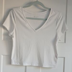 No Boundaries White V-Neck Crop Top